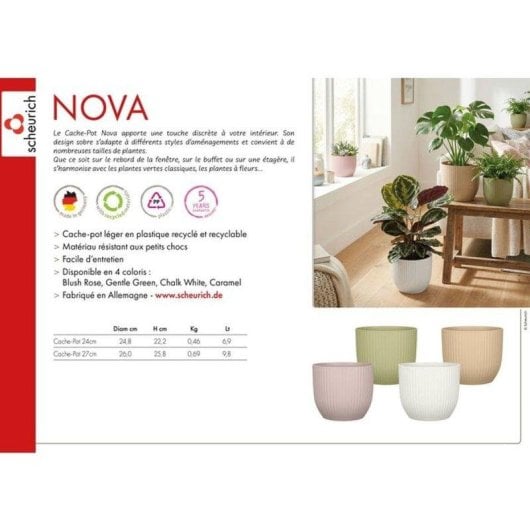 Vaso Deroma 231 Chalk White 7L Ø24 cm Plastica Leggera Testurizzata