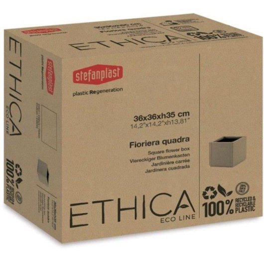 Blumenkasten Quadratisch Stefanplast Ethica Kreide 38L Holzoptik 100% Recyceltes Kunststoff Mit Drainage Füße