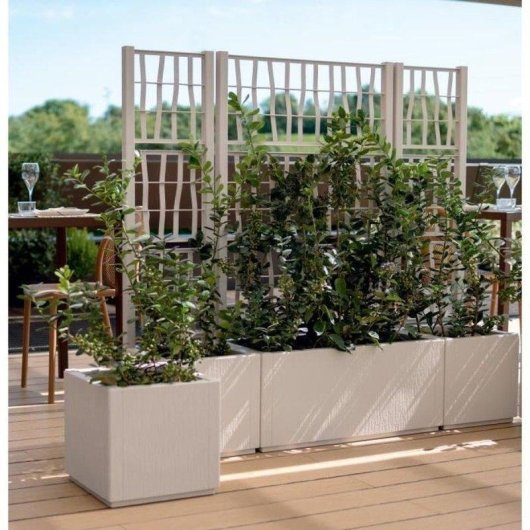 Blumenkasten Quadratisch Stefanplast Ethica Kreide 38L Holzoptik 100% Recyceltes Kunststoff Mit Drainage Füße