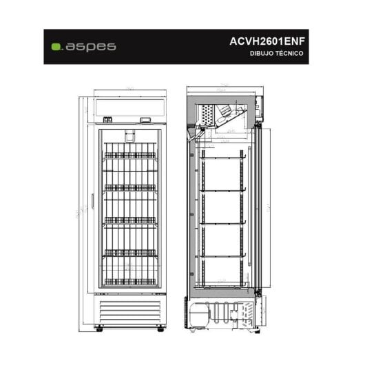Congelador vertical Aspes ACVH2601ENF 329L No Frost