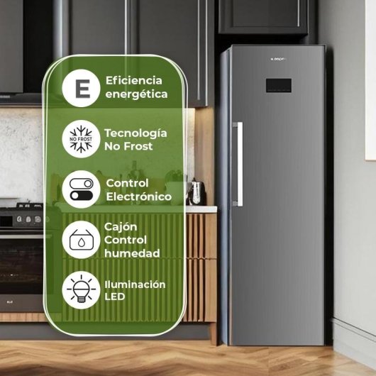 Frigorífico Una Puerta Aspes AR185601ENFDX No Frost 185cm 359L E Inox