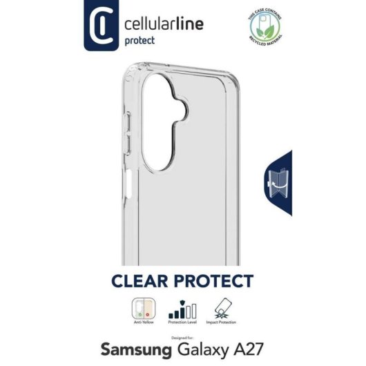 Funda para móvil Cellularline ClearDuo rígida doble material transparente para Galaxy A27