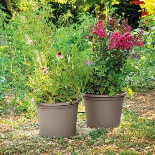 Jardinière extérieure Deroma Day R Camel Taupe 60 cm Ø 69 L Plastique recyclé