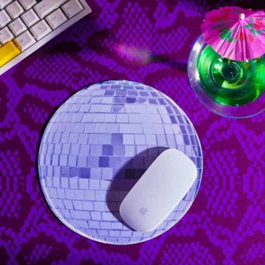 Tapete de Rato Mustard Disco Ball Retro Refletante Multicolor