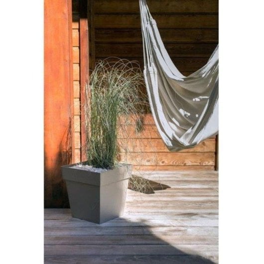 Vaso da fiori quadrato EDA Toscane 50 cm taupe opaco 87 L resistente gel anti-UV