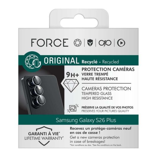 Protettore lente FORCE GLASS Samsung Galaxy S26+ Vetro temperato 9H+ 3 pezzi