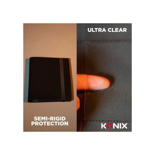 Konix Álbum Fundas Tarjetas Tcg 63x88 Mm, 4 Bolsillos Por Cara, Capacidad 160, Portadocumentos Con Cubierta Semirrígida Y Cierre Elástico