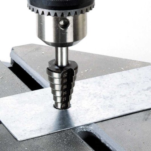 Wolfcraft 2585000 Broca Escalonada Hss Ø8-35 Mm, Mango Ø10 Mm, Punta 3 Cortes, Para Acero Inoxidable, Chapa, Metales No Férricos Y Plásticos