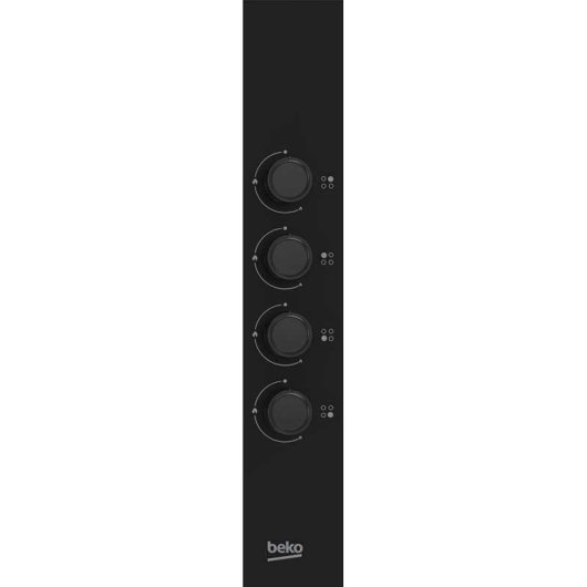 Beko Higg64123sb Placa De Gas Empotrable 60 Cm, 4 Fuegos, Encendido Integrado, Mandos Laterales Y Seguridad Termopar, Color Negro