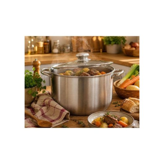 Baumalu Cacerola Alta De Acero Inoxidable Con Tapa 32 L Y Ø36 Cm, Preparación Y Almacenamiento De Grandes Cantidades, Acabado Satinado Higiénico, Tapa De Acero Inoxidable