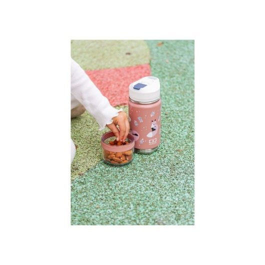 Garrafa Monbento Twisty Fox Térmica 2 em 1 300 ml + 120 ml com Palhinha e Compartimento Transparente