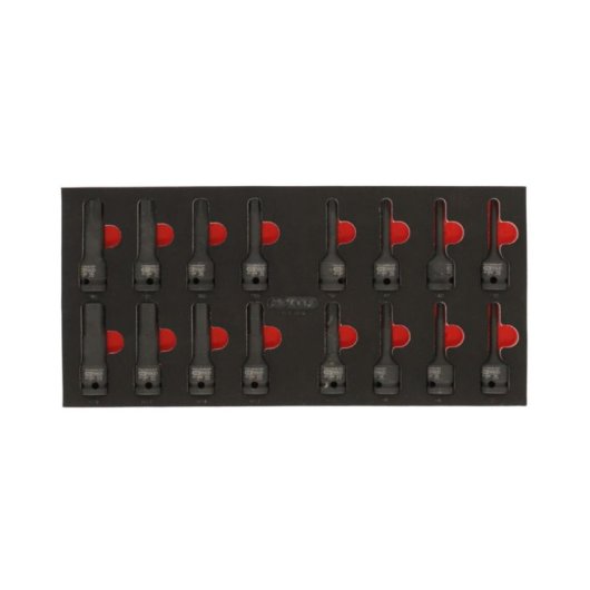 Ks Tools 713.1016 Módulo Para Carraca De Impacto 1/2" 1/3 Con Espuma 16 Piezas (6 Puntas Y Torx Largo) Din 3121
