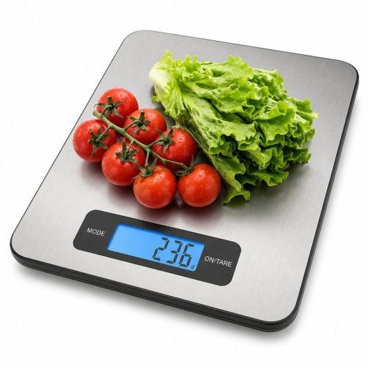Báscula Digital De Cocina 5 Kg Con Pantalla Lcd, Función Tara Y Superficie Tipo Acero Inoxidable Para Ingredientes Y Porciones - Dimensiones -18x13.8x1.8 Cm
 - Grande
