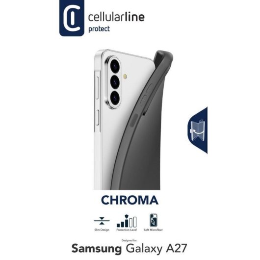 Funda para móvil Cellularline Chroma TPU Nera con microfibra per Galaxy A27