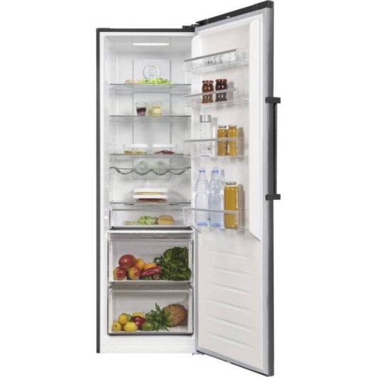 Frigorífico una puerta Exquisit KS360-V-HE-040D No Frost 185 cm D 359 L Inoxlook alarma de puerta