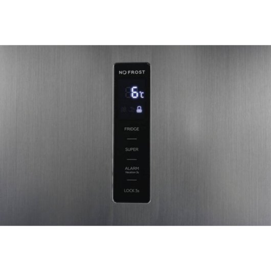 Frigorífico una puerta Exquisit KS360-V-HE-040D No Frost 185 cm D 359 L Inoxlook alarma de puerta