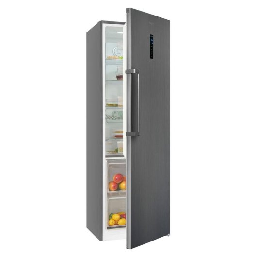 Frigorífico una puerta Exquisit KS360-V-HE-040D No Frost 185 cm D 359 L Inoxlook alarma de puerta