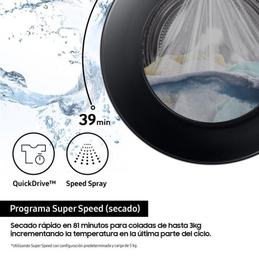 Secadora de bomba de calor Samsung DV90DB8845GHU3 9kg Clase energética A con IA y Wi-Fi