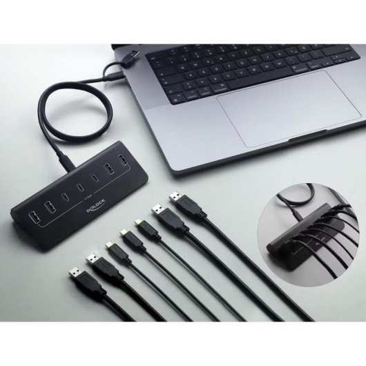 Hub Delock 7 Ports 10 Gbps Modell 64283 mit aktiver Stromversorgung
