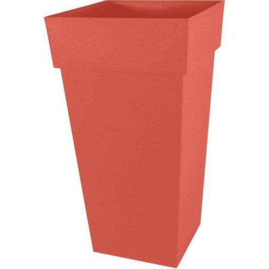 Pot Carré EDA Toscane 98L Orange Terracotta 43.3x43.3x80cm Polypropylène Résistant UV et Gel