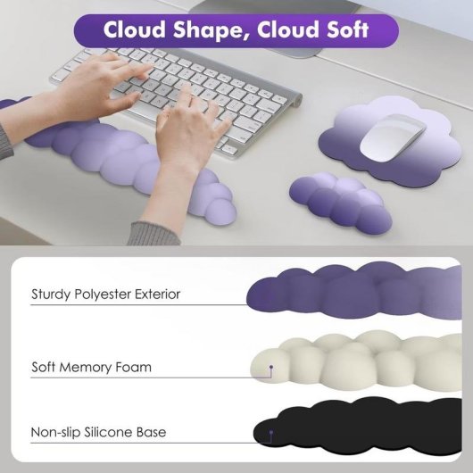 Ensemble Repose-poignets MoKo Memory Foam Violet