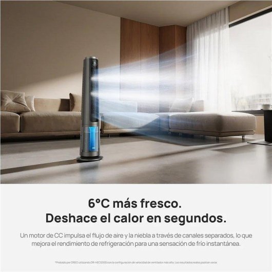 Ventilador Torre Dreo 765S 12 Velocidades Nebulizador Ultrasónico 6L WiFi Silencioso con Mando