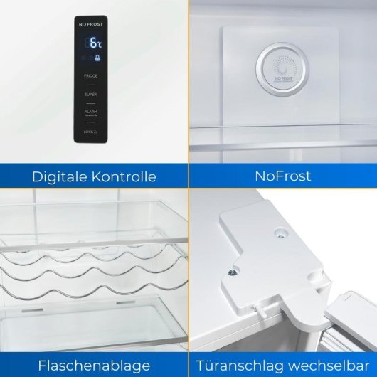 Frigorífico una puerta Exquisit KS360-V-HE-040D No Frost 185cm 359L D Blanco