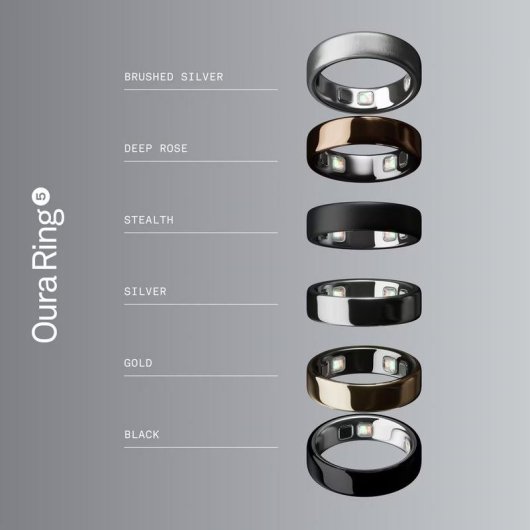 Anneau intelligent Oura Ring 5 Taille 13 Bluetooth GPS IPX8 Rechargeable Titane Argent