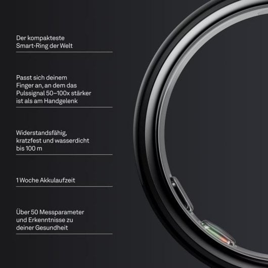 Intelligenter Ring Oura Ring 5 Größe 13 Bluetooth IPX8 Wiederaufladbare Batterie Titan Schwarz