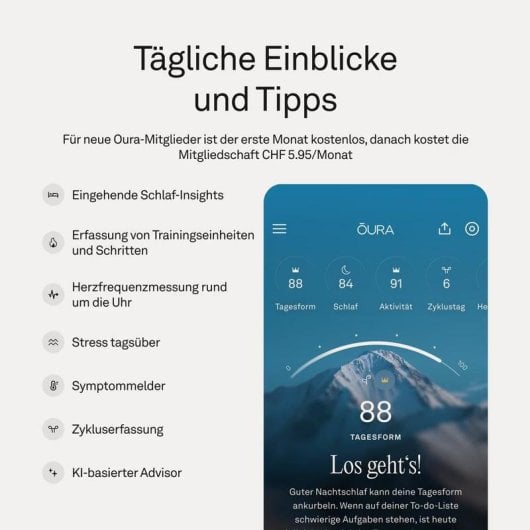 Intelligenter Ring Oura Ring 5 Größe 13 Bluetooth IPX8 Wiederaufladbare Batterie Titan Schwarz