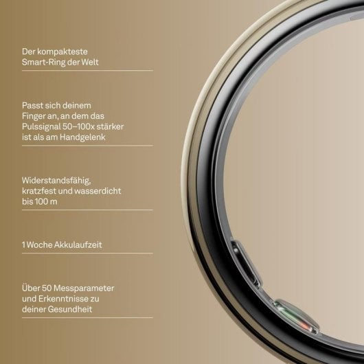 Smart Ring Oura Ring 5 Größe 13 Bluetooth IPX8 Wiederaufladbar Gold