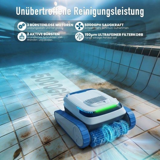 Poolreinigungsroboter Airrobo Qd40 Kabellos 3 Modi 120 Min