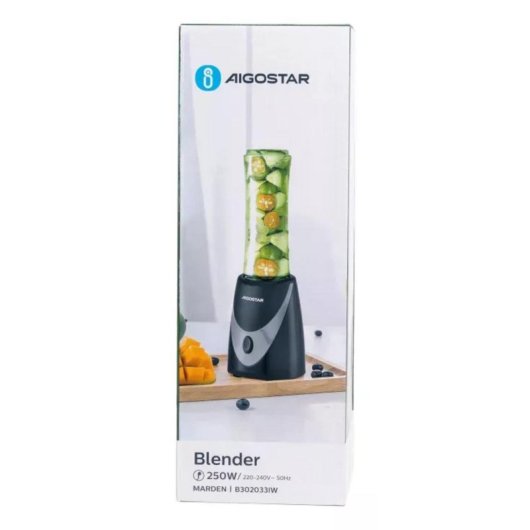 Batidora de vaso portátil Aigostar 250 W 0,5 L Tritan Negro Transparente