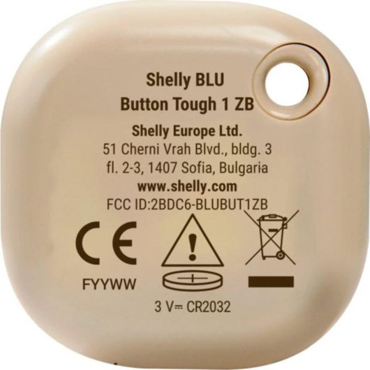 Botón inteligente Shelly BLU Button Tough 1 ZB color champagne Zigbee Bluetooth