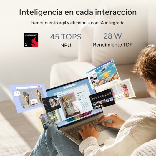 Portátil Asus Zenbook 14 OLED UX3480QA-U1090W 14" Snapdragon X1-26-100 16GB 256GB SSD Adreno GPU Windows 11 Home