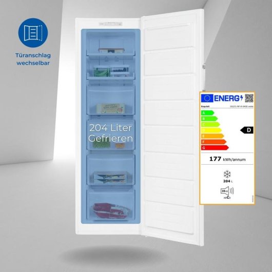 Congelador vertical Exquisit GS271-NF-H-040D 204L No Frost Blanco