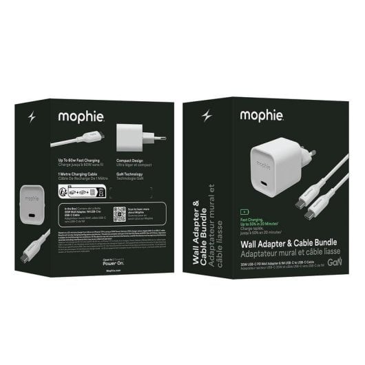 Cargador mural Mophie 35W USB-C PD GaN avec câble 1 m
