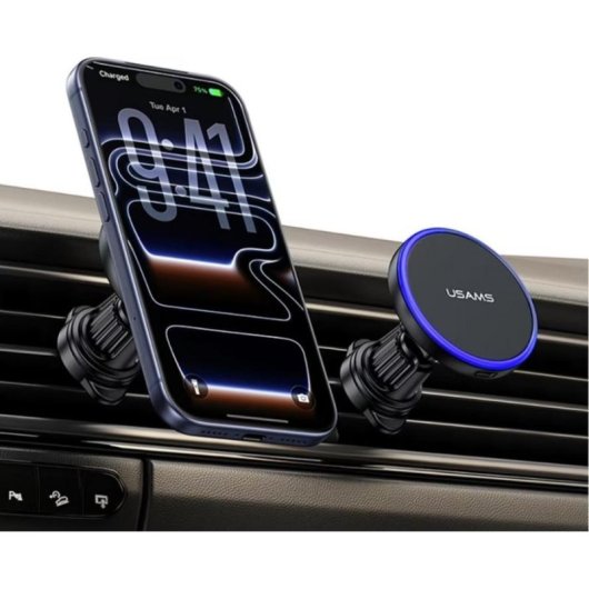 Soporte magnético Usams 15W carga inalámbrica para coche