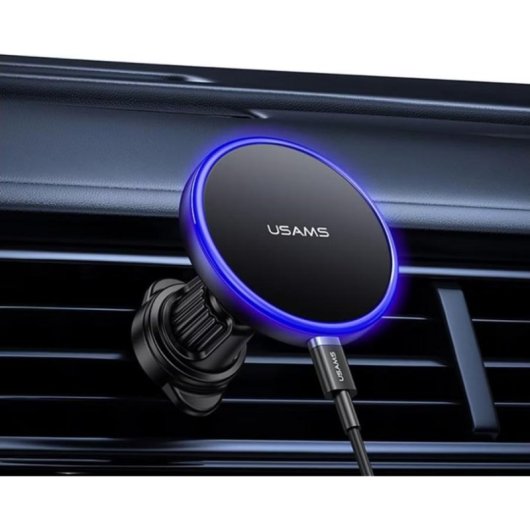 Soporte magnético Usams 15W carga inalámbrica para coche