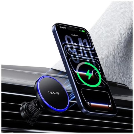 Soporte magnético Usams 15W carga inalámbrica para coche