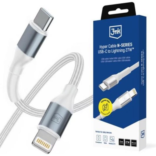 Cavo di Ricarica USB-C Lightning 3MK 2 m 27 W Alluminio Nylon