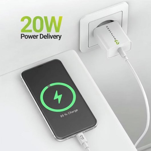 Cargador USB Mayaxess con Cable Lightning Quick Charge 3.0 18W
