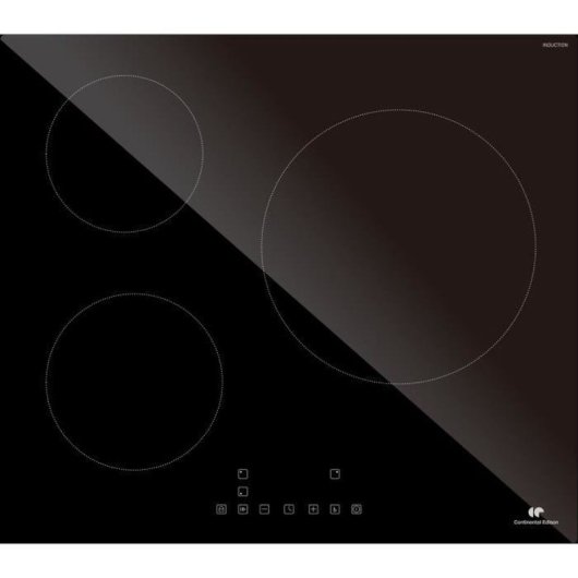 Continental Edison Ceti3b28 Vitrocerámica De Inducción 3 Zonas 6600w Con 3 Boosters Y 3 Temporizadores Táctiles, Negro