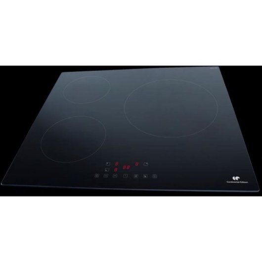 Continental Edison Ceti3b28 Vitrocerámica De Inducción 3 Zonas 6600w Con 3 Boosters Y 3 Temporizadores Táctiles, Negro