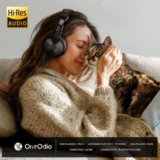 OneOdio Bluetooth Kopfhörer mit Kabel, Mikrofon, 110 Stunden Akku, faltbar