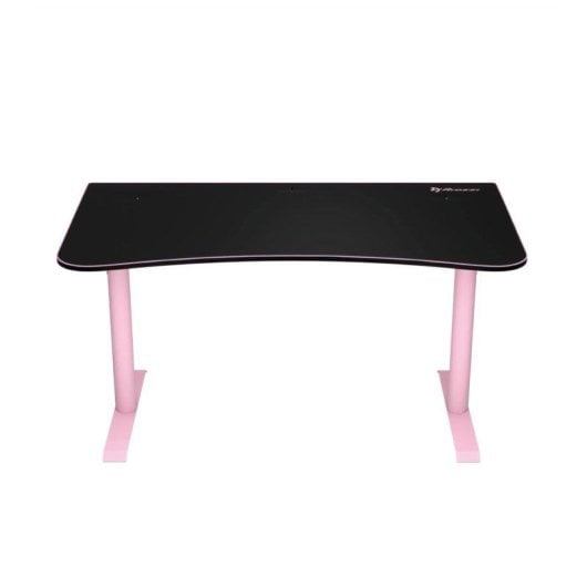 Mesa gaming Arozzi Arena Medium 140x75,5 cm acero y alfombrilla rosa