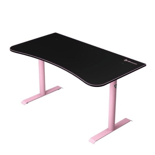Mesa gaming Arozzi Arena Medium 140x75,5 cm acero y alfombrilla rosa