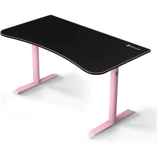 Mesa gaming Arozzi Arena Medium 140x75,5 cm acero y alfombrilla rosa