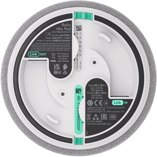 Micrófono Logitech 989-001215 RJ-45 omnidireccional con fijación múltiple