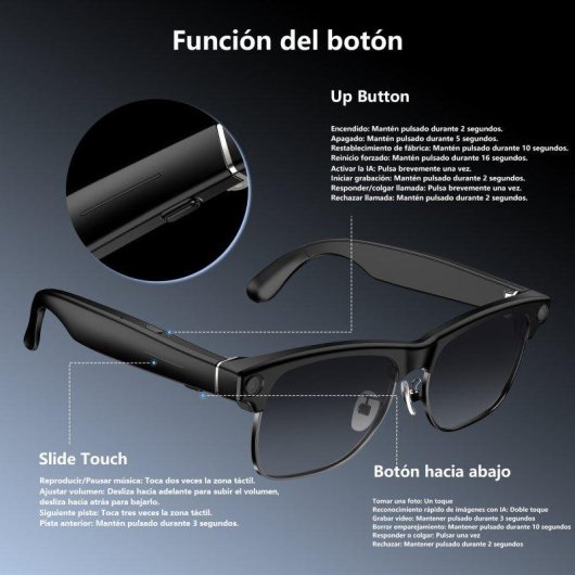 Blackview Bv200 Smart Glasses Kamera KI Bluetooth 6.0 Übersetzer Schwarz